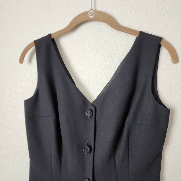 LAUNDRY BY SHELLI SEGAL x VINTAGE 90s little black dress vest style with lace 4 - Picture 12 of 12